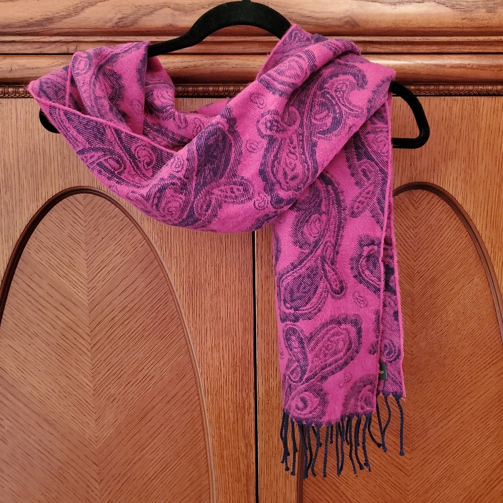 100% Cashmere Tartan Paisley Scarf Gorgeous Made in England - Picture 4 of 5